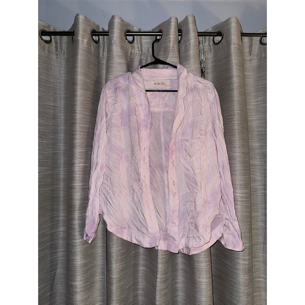 Free People tie dye long sleeve purple shirt size small